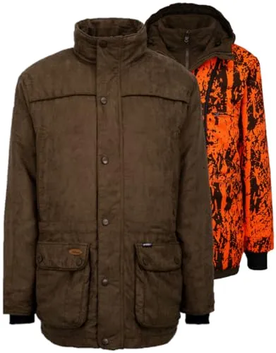 La Chasse Hubertus® Camo-Wendejacke Abisko Jagdjacke für Herren wasserdicht oliv/grün von Oefele Funktionsjacke Winter (DE/NL/SE/PL, Numerisch, 54, Regular, Regular, Standard, Oliv/Signalorange)