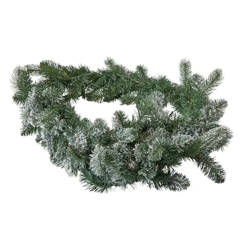 Loberon Girlande Monetry, natürliche Tannenzweig-Optik, mit LEDs, Weihnachtsbeleuchtung, Weihnachtsdekoration, Weihnachten, Polyethylen, PVC, Eisen, grün/weiß