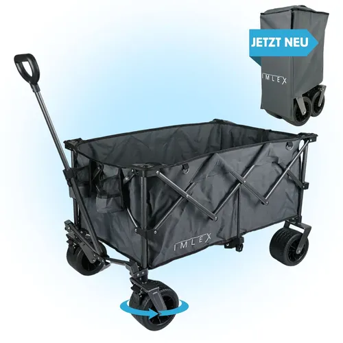 IMLEX Bollerwagen faltbar XXL Handwagen IM-4211 Grau 160L Tragkraft 120KG