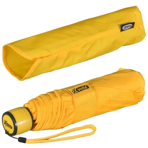 iX-brella Mini Ultra Light - Damen Taschenschirm mit großem Dach - extra leicht - neon gelb