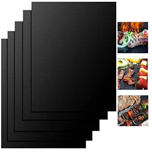 FIFlying BBQ Grillmatte, 5er-Set, 50 x 40 cm, Grillmatten, 100 antihaftbeschichtete, wiederverwendbare Grillmatten, Backmatten, PFOA-freie Grillmatte für Gasgrill, Holzkohle & Backofen