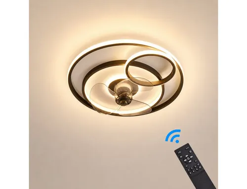 Deckenventilator mit LED Beleuchtung 3338 - Schwarz, Ø 50cm, dimmbar - Eleganter Deckenventilator mit LED-Beleuchtung und Fernbedienung. Lichtfarbe und Helligkeit sind stufenlos einstellbar. Ideal für eine angenehme Raumklima und modernes Design in jedem Wohnraum.