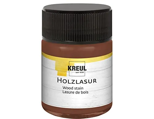 KREUL 78516 - Farbintensive Acryl Holzlasur, 50 ml Glas in maron, für unbehandeltes, natürliches Holz und saugende Naturpapiere, fließend - flüssige Farbe auf Wasserbasis