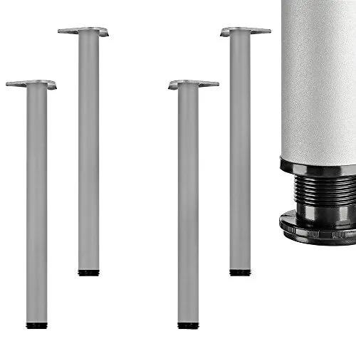 Melko Tischbein Tischfuß Möbelfuß Stahl Silber rund Ø 60mm Stützfuß 4er Set 710mm
