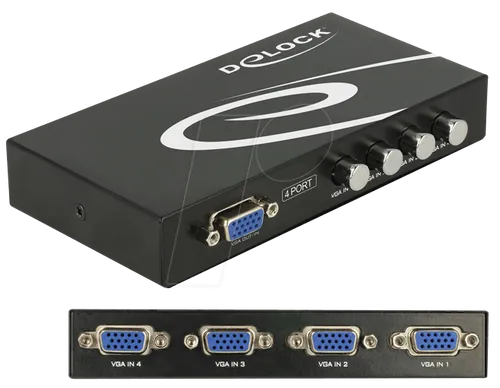DELOCK 87635 - Switch, 4-Port VGA, manuell bidirektional