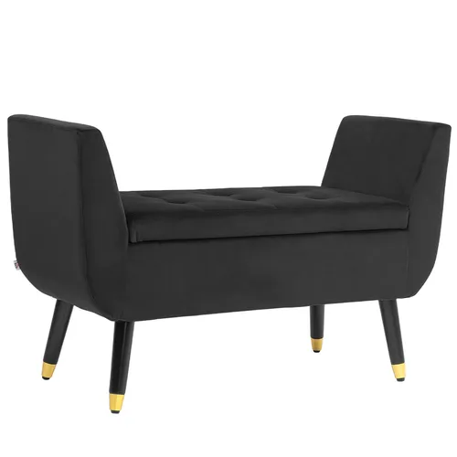 HOMCOM Sitzbank mit Stauraum und Armlehnen - Sitzbänke & -truhen mit elegantem Samtoptik-Design, großzügigem Stauraum und weicher Polsterung für zusätzlichen Komfort im Wohnzimmer oder Flur.