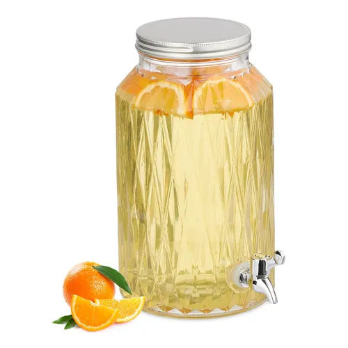 Getränkespender Limobehälter Saftspender Trinkspender Saftbehälter 5 Liter Glas