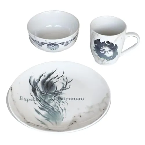 Harry Potter 3-teiliges Geschirr-Set (Always Design), Kaffeetasse, Teller und Schüssel, 325 ml, offizielles Lizenzprodukt