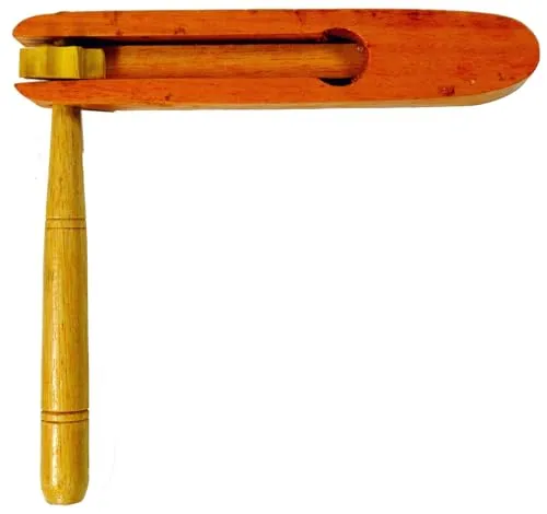 GURU SHOP Musikinstrument aus Holz, Musik Percussion Rhythmus Klang Instrument, Handgearbeitet - Drehrassel 2, 15x16x2 cm