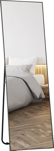 HOMCOM Großer rechteckiger Ganzkörperspiegel, 50 x 160 cm – freistehend, zur Wandmontage oder zum Anlehnen – für Schlafzimmer, Wohnzimmer und Ankleidezimmer, schwarz