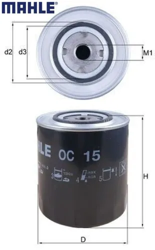 MAHLE OC15 Ölfilter Motorölfilter für Fiat