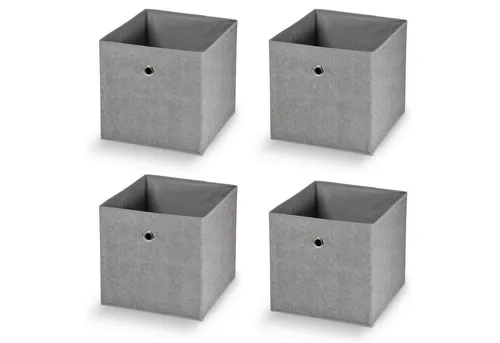 DOMOPAK Living Faltbox Faltbare Box Faltkiste Organizer Kiste Korb (4 St), Polypropylen Grau 32x32x32 cm