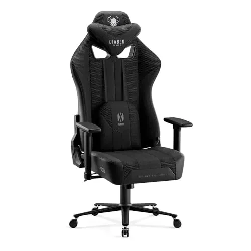 Diablo Gaming Stuhl X-Player 2.0 - Ergonomisch und Belastbar bis 160 kg - Gaming-Stuhl mit 3D Armlehnen, ergonomischem Design und Wippfunktion für höchsten Komfort, ideal für große Personen (175-205 cm). Stabilität und Mobilität dank robuster Basis und hochwertigen Materialien.