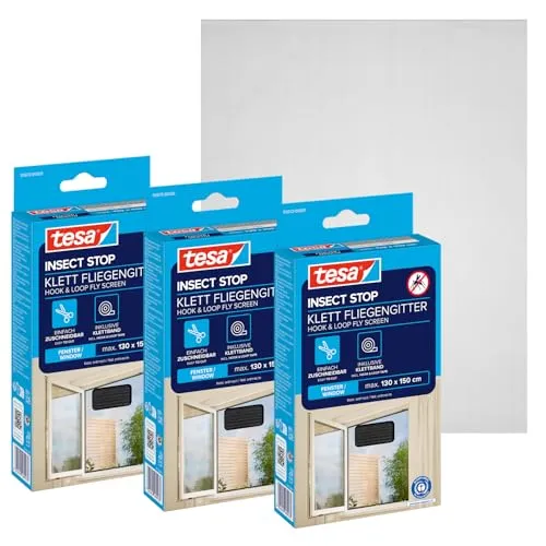 tesa Insect Stop Klett Fliegengitter für Fenster von tesa