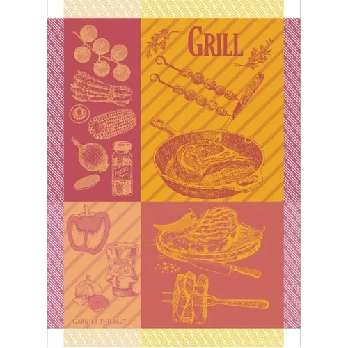 Garnier-Thiebaut Geschirrtuch Le Grill Ketchup 56x78 cm - Hochwertiges Geschirrtuch aus 100% Baumwolle in leuchtendem Orange. Perfekt zum Abtrocknen und dekorativ für jede Küche. Jacquard-gewebt für besondere Optik und Langlebigkeit.
