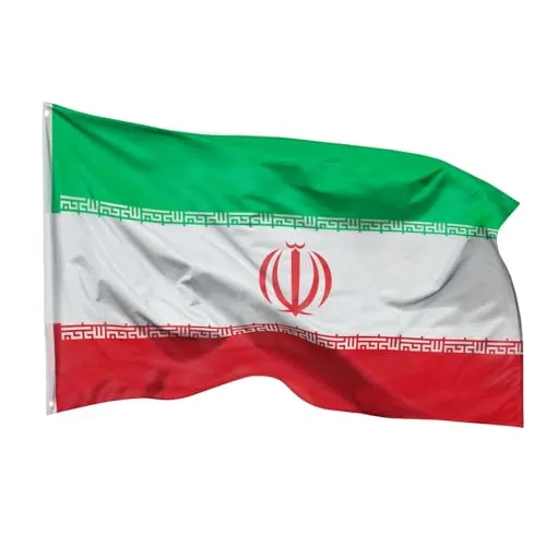 PHENO FLAGS Iran Flagge 90x150cm - wetterbeständige Fahne mit Messingösen, 100% Polyester, robuste Doppelnaht & in lebendigen Farben - ideal für Flaggen-Liebhaber