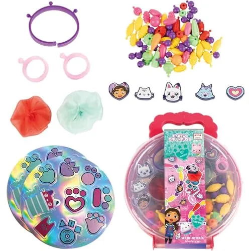 Gabby's Dollhouse Schmuckset | über 100 Teile zur Herstellung von Halsketten, Armbändern und Ringen | Bastelspielzeug für Mädchen ab 3 Jahren