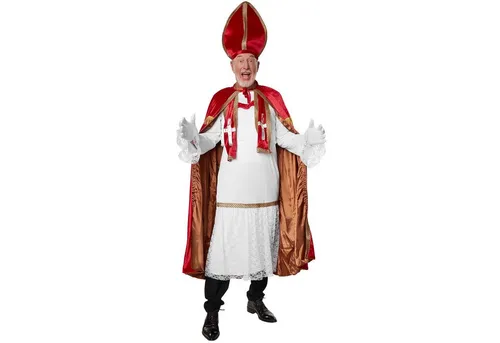 tectake® Herrenkostüm St. Nikolaus-Set dunkelrot - Festliches Kostüm für Herren in Dunkelrot, aus glänzendem Samtstoff mit eleganten goldenen und silbernen Akzenten – perfekt für Weihnachtsfeiern und Veranstaltungen.
