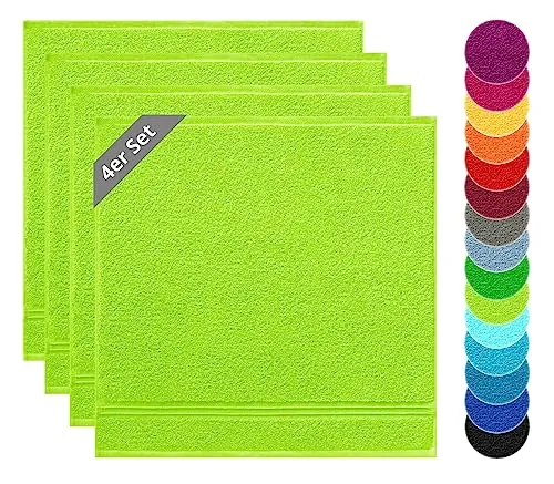 Lashuma 4er Set kleine Küchenhandtücher 50x50 cm, Linz Küchentücher für Hände Grün