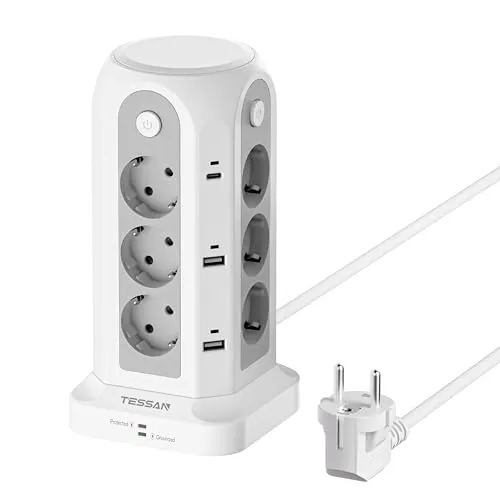 TESSAN 12-Fach Mehrfachsteckdose mit USB C und Schaltern