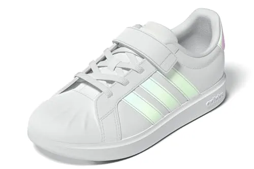 adidas Unisex Kinder STREETTALK Schuhe, FTWR White/Iridescent, 33 EU - Modische Kinder Sneaker mit elastischen Schnürsenkeln und Klettverschluss, ideal für schnellen Einstieg und sicheren Halt. Robuste Gummiaußensohle für optimalen Grip.