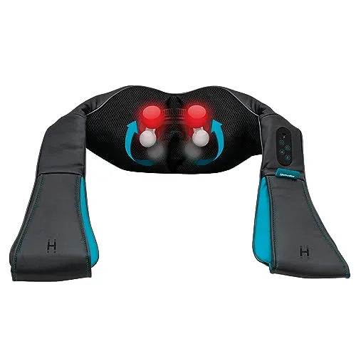 HoMedics Shiatsu Nackenmassagegerät mit Wärme – Kabelloses Tiefengewebs-Massagegerät für Nacken und Schultern, 3 Intensitäten, 4 Massageköpfe und Touch-Bedienfeld – Entspannungsgerät zum Stressabbau
