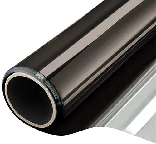 CHEIGHY Spiegelfolie Fenster Sichtschutz Selbstklebend - Blickdicht von Außen & Sonnenschutzfolie Innen Statisch Haftend Fensterfolie UV-Schutz für Haus Wohnzimmer (Schwarzes Silber, 44.5 x 200 cm)