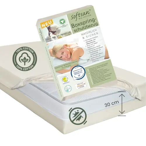 Produktbild Softsan Boxspring Matratzen Encasing aus Bio Baumwolle | 30 cm Höhe | Anti-Milben-Schutz