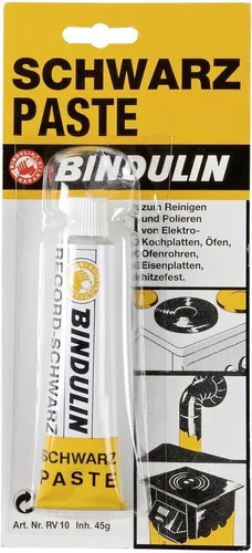 Bindulin Ofenschwärze 'Schwarz-Paste' 45 g - Hitzebeständige Metallmattierung - Sonstiges Kaminzubehör, ideal zum Polieren und Verschönern von Öfen und Metalloberflächen, schützt vor Rost und verleiht einen glänzenden Look.