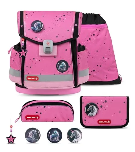 Belmil Classy Plus Pink Black Schultasche - Schulranzen für Kinder im Alter von 6-9 Jahren, wasserfest und mit ergonomischem Design, ideal für den täglichen Schulgebrauch.