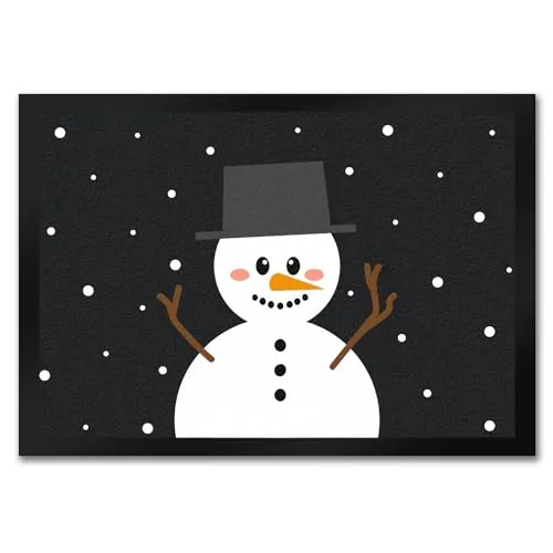 trendaffe - Schneemann im Schnee Fußmatte Weihanchten Advent Liebe Kinder Winter Nikolaus