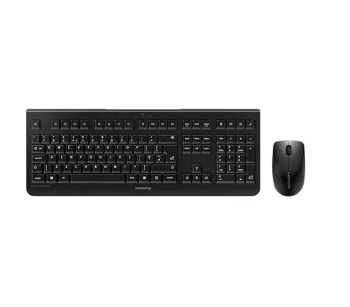 CHERRY DW 3000 Kabelloses Tastatur-Maus-Set - Maus-Tastatur-Set mit geräuscharmen Tasten und symmetrischer Maus, ideal für den professionellen Einsatz. Verbindung über 2,4 GHz Funk für mehr Bewegungsfreiheit.