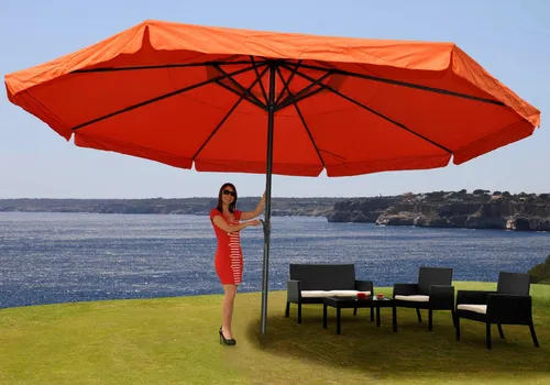 Sonnenschirm Carpi Pro - Gastronomie Marktschirm Ø 5m - Sonnenschirm für Gastronomie, mit robustem Polyester und Alurahmen, ideal für Terrassen und Außenbereiche. Leicht zu bedienen dank praktischem Kurbelmechanismus.