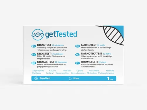 GetTested International AB Drogen-Schnelltest Drogen Schnelltest für 12 verschiedene Substanzen, 12 Messparameter, Testkit, Mehrfachtest, Schnelltest für Drogen, 1-tlg., Substanzen-Test für zu Hause, Heimtest, Selbsttest