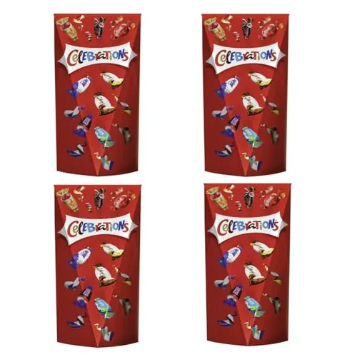 CELEBRATIONS Pop Box 4x 350g - Geschenkdose mit beliebten Schokoladen - VIELFALT IM GENUSS - Entdecken Sie die Pralinenmischung mit sieben beliebten Marken. IDEAL FÜR JEDEN ANLASS - Perfekt als Geschenk oder Dankeschön für Familie und Freunde.