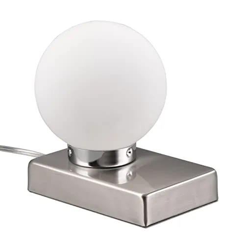 Trio Leuchten Tischleuchte Davi II 590100107 - Moderne Tischleuchte Davi II aus Nickel matt und Opalglas, perfekt für stilvolle Akzente. Mit komfortabler On/Off Touch-Funktion und Platz für 1x E14 Leuchtmittel, ideal für jedes Zuhause.