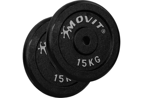 MOVIT® Hantelscheiben Set PRO, 2x 15,0kg aus 100% Gusseisen in schwarz von MOV'IT