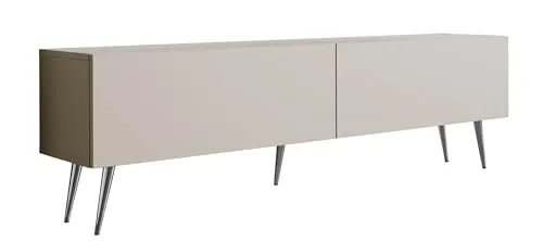 3E 3xE living.com TV-Schrank: Zwei Türen, Zwei Regale, Farbe Kaschmir, Chrombeine, A: B: 170 cm, H: 52 cm, T: 32 cm,