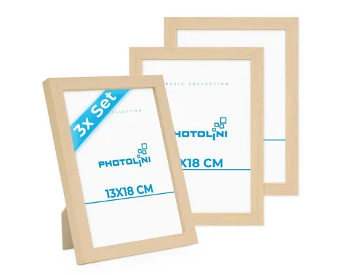 PHOTOLINI Bilderrahmen 3er Set, stabiles MDF-Holz, mit Acrylglas, extra Zubehör, (3er Set)