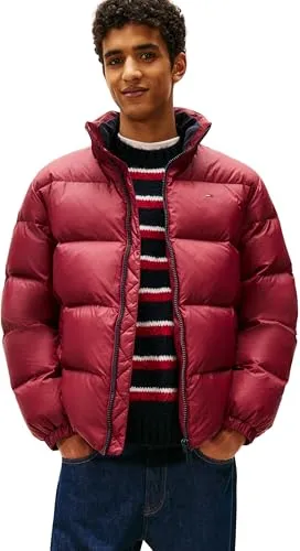 Tommy Jeans Herren Pufferjacke Essential Down Jacket Warm, Rot (Red Wine), M