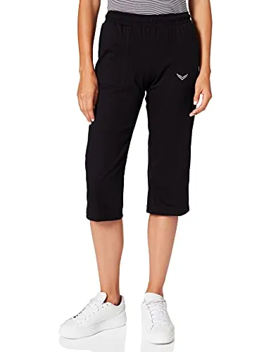 Trigema Damen Sporthose 537291 – 3/4-Hose in Schwarz, Größe M - Damen-Trainingshosen mit aufgesetzter Gesäßtasche, aus luxuriösem Single Jersey für optimalen Tragekomfort beim Sport.