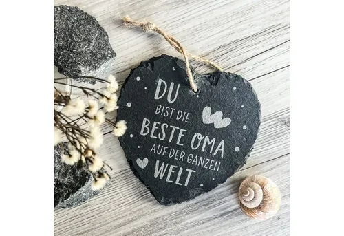 Spruchreif® Dekohänger Kleines Schieferherz mit Gravur, Wanddeko