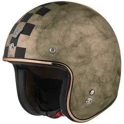 Bogotto V541 Scacco Jethelm, braun, Größe XS für Männer - Motorradhelm aus Thermoplastik mit Druckknöpfen für Helmschirm-Anbringung, ideal für stilbewusste Männer auf der Straße.