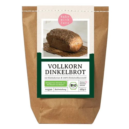 Dinkel Vollkornbrot Backmischung Bio - Brotbackmischung Dinkelbrot mit Saaten