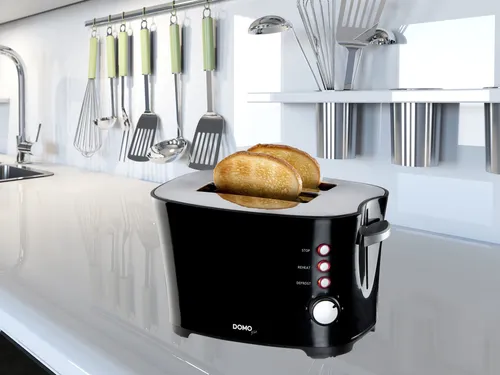 Domo Toaster DO941T - 2-Schlitz-Toaster 1000 Watt schwarz - Toaster mit 2 Schlitzen, leistungsstark mit 1000 Watt und ausziehbarer Auffangschale für müheloses Entleeren. Ideal für einen perfekten Start in den Tag!