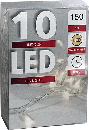 LED - Lichterkette 10 Lämpchen mit Timer warmweiß - Batteriebetrieb