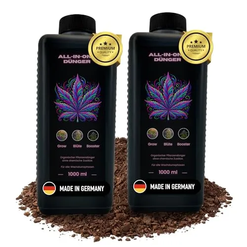 TronicXL Premium 2L Grow Dünger - All in One für Indoor & Outdoor - Hochwertiger Dünger für Wachstum und Blütephase, hergestellt in Deutschland. Ideal für alle Bodenarten, einfach anzuwenden und extrem effektiv für eine reichhaltige Ernte.