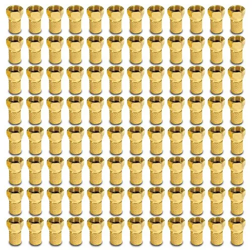 ARLI 100x F-Stecker vergoldet 7 – 7,4 mm – Sat Antennen TV Koaxialstecker mit breiter Mutter & Dichtring | Für LNB Multischalter Receiver Antennentechnik