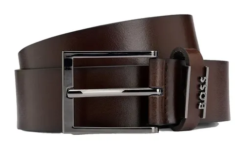 BOSS Herren Cole-Ant Gürtel aus italienischem Leder - Herren-Gürtel aus hochwertigem italienischem Leder mit eleganter Logo-Schlaufe und gebürsteten Blaugrauen Details, ideal für stilbewusste Männer.