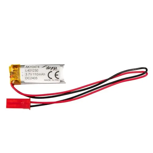 3.7V 110mAh Batterie Akku LP401230 Lithium Polymer Akyga AKY0474 Li-Po Akku PCM JST 2-Polig Anschluss 2,54 15cm
